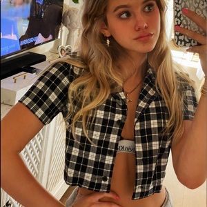 button up collared brandy top